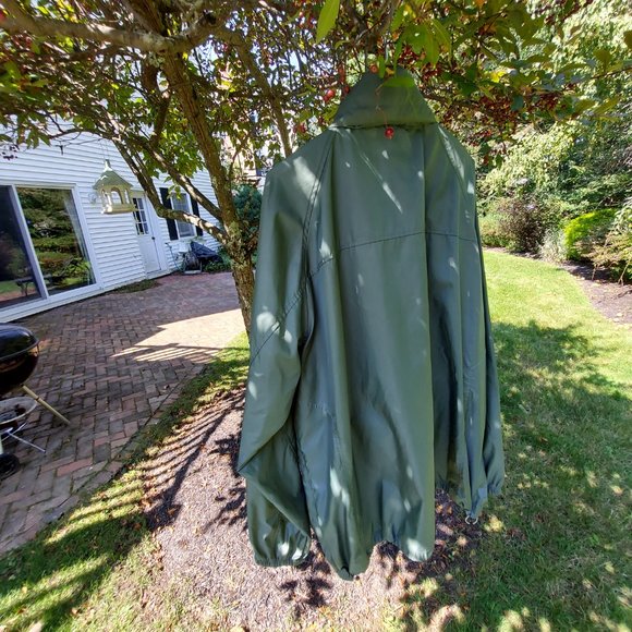 NWOT LL BEAN STOWAWAY FULL ZIP HOODED RAIN JACKET MENS XXL TALL GREEN 0 AKD6 FAB - Picture 3 of 9